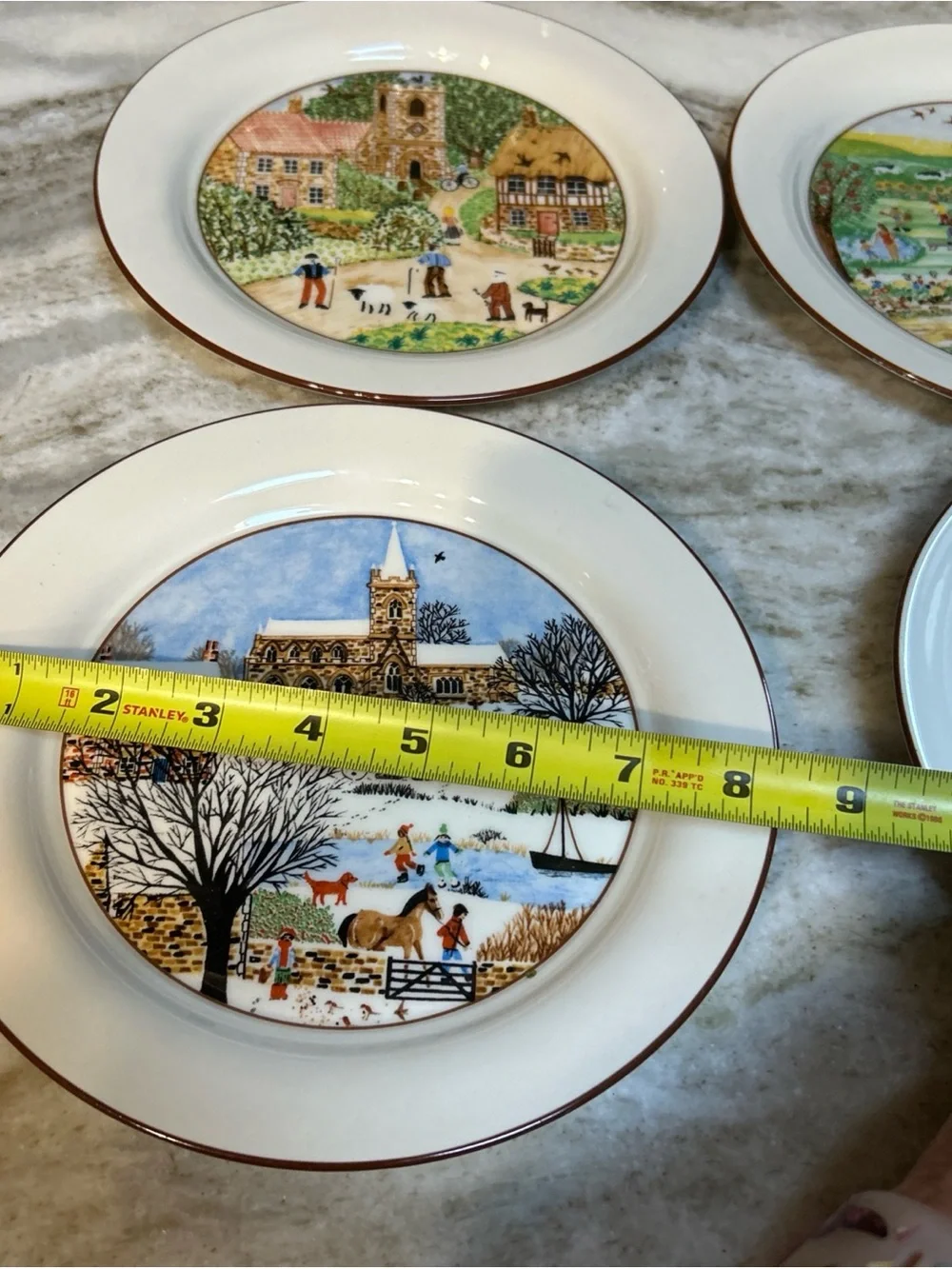 Lenox Winter Scenic Chinastone  Plates Set Of 4 Village microwave safe 8 “ each